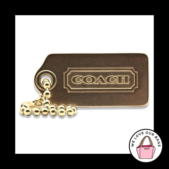 Rare 1.75" Y2K VINTAGE COACH Gold Brass Metal Fob Bag Charm Keychain Hang Tag - Picture 1 of 2
